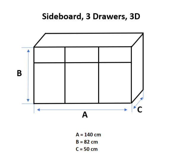 Sideboard, 3 Doors, 3 Drawers