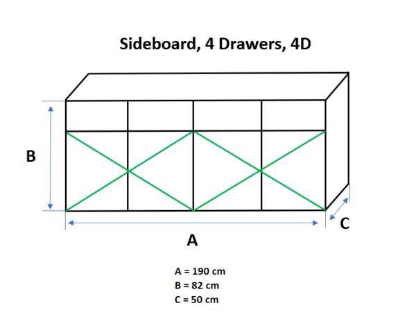 Sideboard, 4 Doors, 4 Drawers